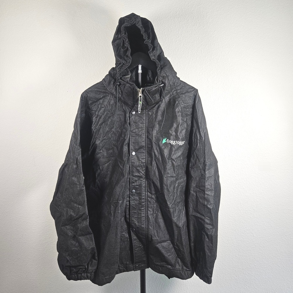 Frogg Toggs Rain Jacket Mens Medium Black Hooded Waterproof Gorpcore Utility